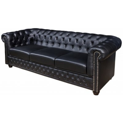 Interior DE Chesterfield 3M 205 cm černá umělá kůže POH41447 – Hledejceny.cz