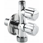 Ventil rohový dvojitý 1/2,x3/8,x3/4,, s rozetou, chrom – Zbozi.Blesk.cz