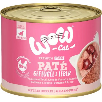 WOW Cat Paté Drůbež s játry Kitten Junior 0,2 kg – Zboží Mobilmania