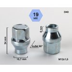 Kolová matice M12x1,5 kužel s krčkem 15,7 zavřená, klíč 19, D40 výška 34, délka krčku 6 | Zboží Auto