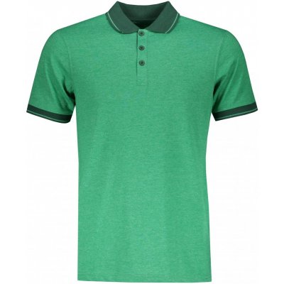 James Nicholson pánské triko límečkem melange JN706 green melange/dark green