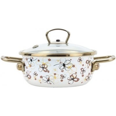 BELIS Smaltovaný rendlík se skleněnou poklicí 16 cm 1.25 l PREMIUM krémový 72916-116DPHN3 – Zboží Mobilmania