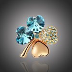 Sisi Jewelry brož Swarovski Elements Čtyřlístek Gold B1063-X9554-19 Oceanblue