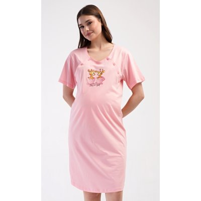 Vienetta dámská noční košile mateřská Žirafy Růžová – Zboží Mobilmania