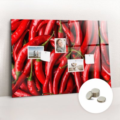 tulup Magnetická Tabule na Zeď Skleněná - Memo Board Kleněnou Přední Stranou - 5 magnetů v balení - 100 x 70 cm - Pálivé papriky – Zboží Mobilmania