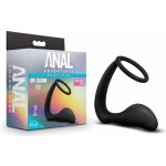 Blush Anal Adventures Cock Ring Plug Black anální kolík s erekčním kroužkem černé – Zboží Mobilmania