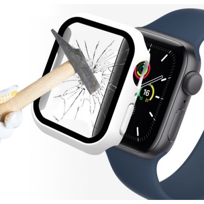 ENKAY Obal s tvrzeným sklem pro Apple Watch 9 / 8 / 7 41mm bílý 35913 – Zboží Živě