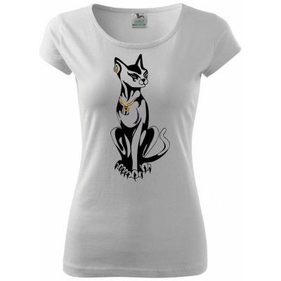 Kočka Egyptská kočka pure dámské triko bílá – Zboží Mobilmania