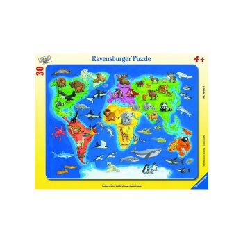 Ravensburger Mapa světa se zvířaty 30 dílků