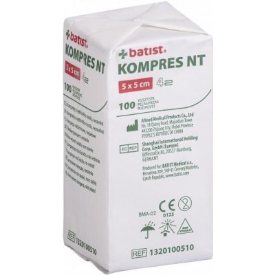 BATIST Kompres z netkaného textilu 5 x 5 cm nesterilní, 100 ks – Zboží Dáma