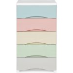 modernHOME Knihovna s 5 výsuvnými zásuvkami, nohy s kolečky, barevné zásuvky – Hledejceny.cz