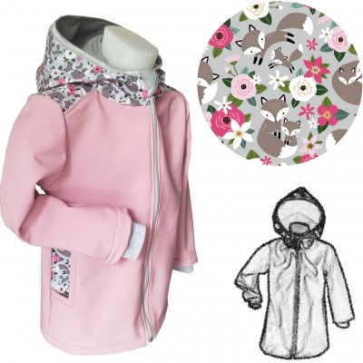 Softshellový kabátek s fleecem Lišky světle růžová – Zboží Mobilmania