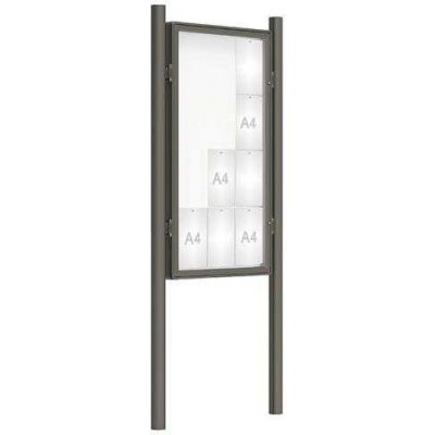 PROCITY Venkovní vitrína model 2000 12 x A4, šedá PRO, včetně sloupků | Zboží Auto