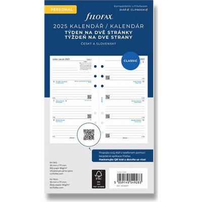 Filofax Týdenní kalendář 2025, týden/2 strany náplň osobních diářů A6 – Zbozi.Blesk.cz