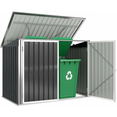 Outsunny Box na 2 popelnice 179,5 x 108 x 113 cm tmavě šedý – Zboží Dáma