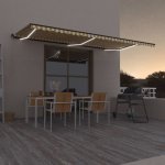 VidaXL Ručně zatahovací markýza s LED světlem 600 x 350 cm žlutobílá – Zboží Mobilmania