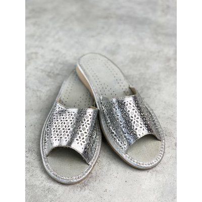 Dámské otevřené papuče model 72 stříbrné – Zboží Mobilmania
