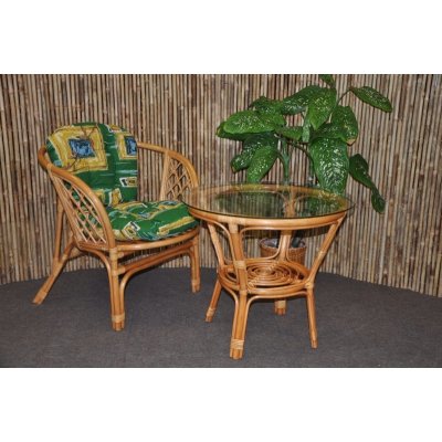 Ratanová sedací souprava Bahama 1+1 medová, polstr bílý – Zbozi.Blesk.cz