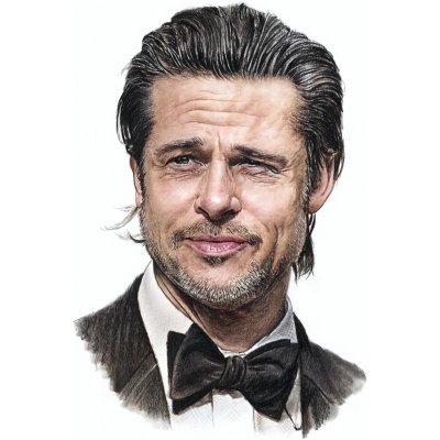 Brad Pitt - reprodukce kresby, kolorovaná – Zboží Mobilmania