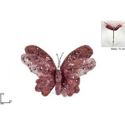 PROHOME Motýl vánoční 16cm růžový – Zboží Mobilmania