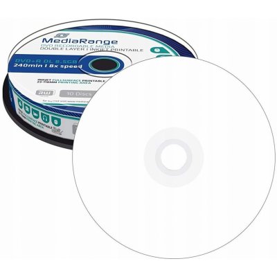 MediaRange DVD+R DL 8.5GB 8x, printable, spindle, 10ks (MR468) – Zboží Živě