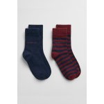 GANT SHIELD STRIPE SOCKS 2 PACK WINE RED – Zboží Dáma