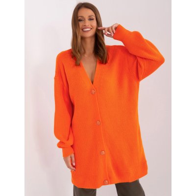 dlouhý svetr na knoflíky s výstřihem do v ba sw 0267 1 49p orange – Zboží Mobilmania