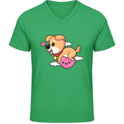 Gildan Soft-Style V triko Design se srdíčkem a psem Irish Green – Sleviste.cz