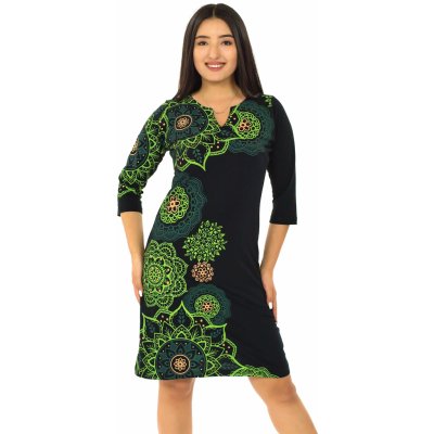 Himalife Šaty s 3/4 rukávem Ailana černá s limetkovou – Zboží Dáma