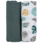 Petite&Mars Přikrývka bambusová mušelínová 2 ks Misty Green Leaves – Zboží Mobilmania
