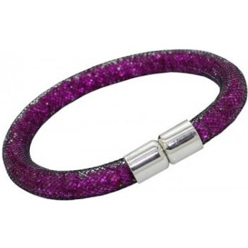 Fashion Jewelery náramek Candy černý s purpurovými kamínky 006