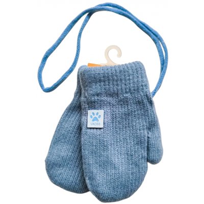 Dětské vlněné palcové rukavice se šnůrou Modrá – Zboží Dáma