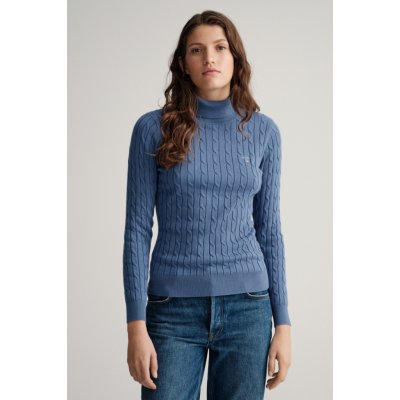 Gant rolák STRETCH COTTON CABLE TURTLE NECK modrá – Zboží Mobilmania