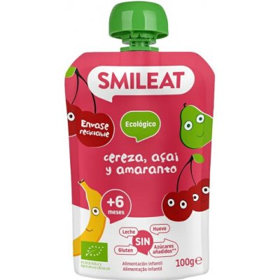 SMILEAT BIO kapsička banán hruška třešeň acai a amarant 6m+ 100 g – Hledejceny.cz