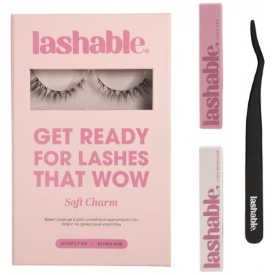 Lashable DIY umělé řasy Startovací Sada Soft Charm trsové řasy 5-13mm + Lepidlo na řasy 5g + Fixátor 5g + Aplikátor na řasy 1ks - vhodné pro citlivou pokožku – Zboží Mobilmania