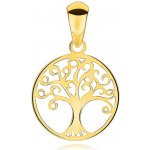 Šperky Eshop Zlatý přívěsek ze 14karátového žlutého zlata plochý strom života v obrysu kruhu S5GG255.34 – Hledejceny.cz