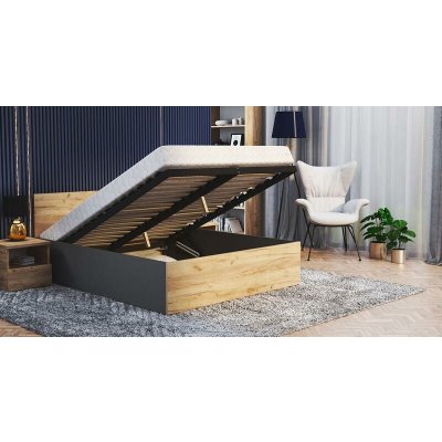 DobreSny Panama se zvedacím dřevěným roštem šedá dub – Sleviste.cz