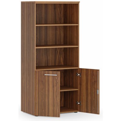 Primo Wood, Kombinovaná kancelářská skříň nízké dveře, 800 x 500 x 1781 mm, ořech – Hledejceny.cz