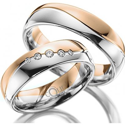 MAHOGANY snubní prsteny v kombinaci bílé a růžové zlato C 5 WN 3 BC – Zboží Mobilmania