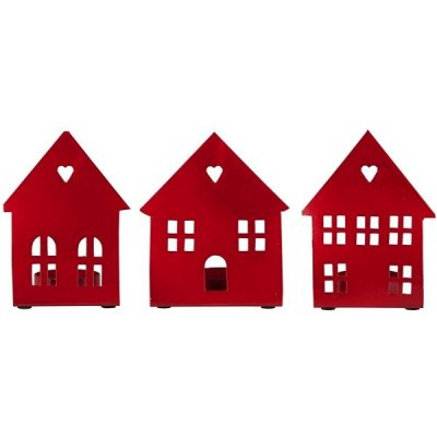 TEXTILOMANIE Svícen na čajové svíčky Tealight House Facade, červený – Zboží Dáma