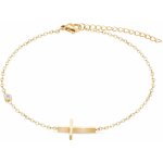 Biju Retízek na nohu s křížkem a zirkonem 3002038 – Zboží Dáma