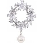 Gaira brož Květy s perlou 312118 stříbrná – Zboží Dáma