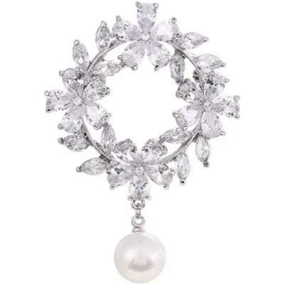 Gaira brož Květy s perlou 312118 stříbrná – Zboží Dáma