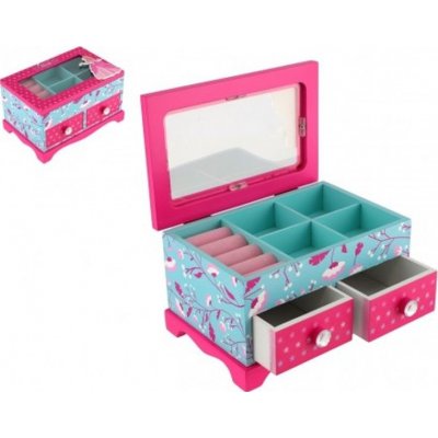 Teddies Skříňka šperkovnice Princess 2 zásuvky odklápěcí vrch dřevo 18x12,5x12cm v krabici – Zbozi.Blesk.cz