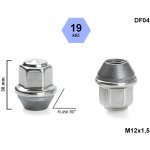Kolová matice M12x1,5 kužel, klíč 19, DF04 uzavřená, FORD nerezová krytka, výška 30 – Sleviste.cz