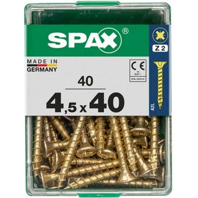 Spax Uni vrut zápust.hlava PZ/Z2 4CUT a plným závitem Yellox 45 x 40 mm 40 ks – Hledejceny.cz