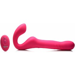 Strap U MightyThrust Thrusting & Vibrating Strapless StrapOn with Remote Pink