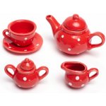 Bigjigs Toys červený puntikovaný čajový set – Sleviste.cz