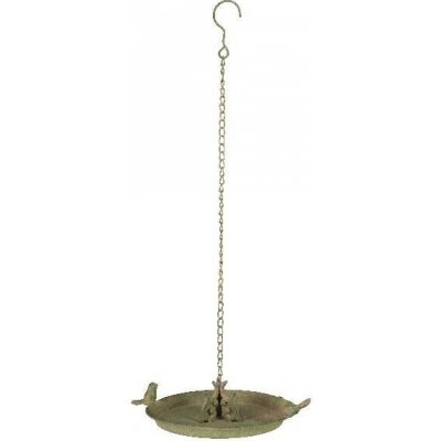 Esschert Design Závěsné pítko Aged Metal se dvěma ptáčky 24 x 24 x 8 cm kov zelená patina – Hledejceny.cz