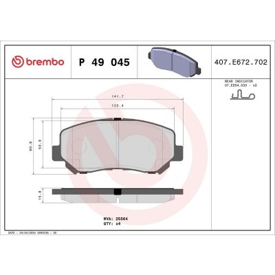 BREMBO P 49 045 Sada brzdových destiček, kotoučová brzda (P49045) – Hledejceny.cz
